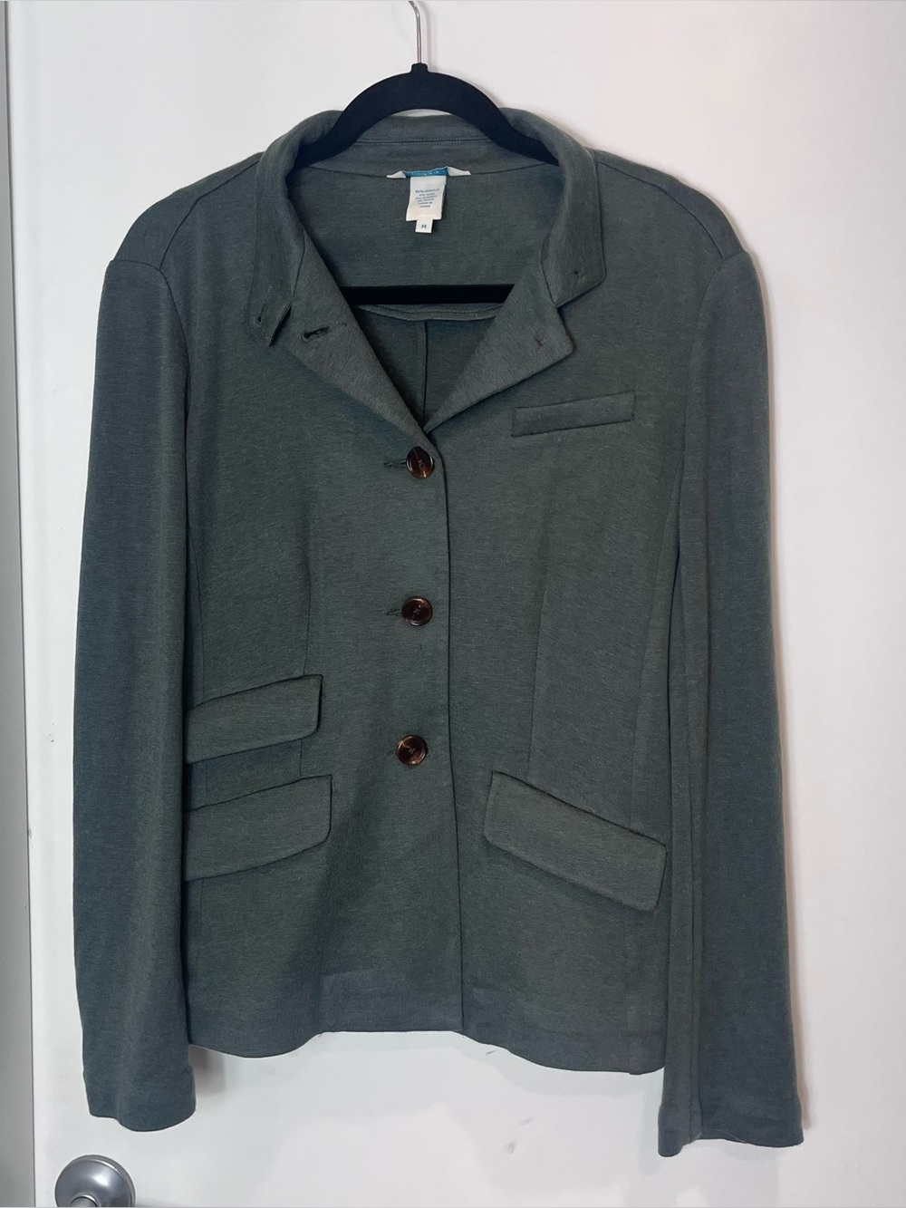 Sundance Army Olive Green Teal Mandarin Blazer Wool Stretch Jacket Coat Medium